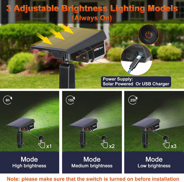 Solar Spot Lights, IP65 Waterproof 40 Leds Landscape Spotlights,Usb & Solar Powered Wall Lights Dark Sensing Auto On/Off,3 Modes Outdoor Solar