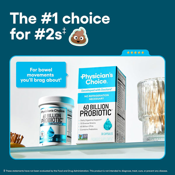 Physician'S Choice Probiotics 60 Billion CFU - 10 Strains + Organic Prebiotics - Immune, Digestive & Gut Health - Supports Occasional