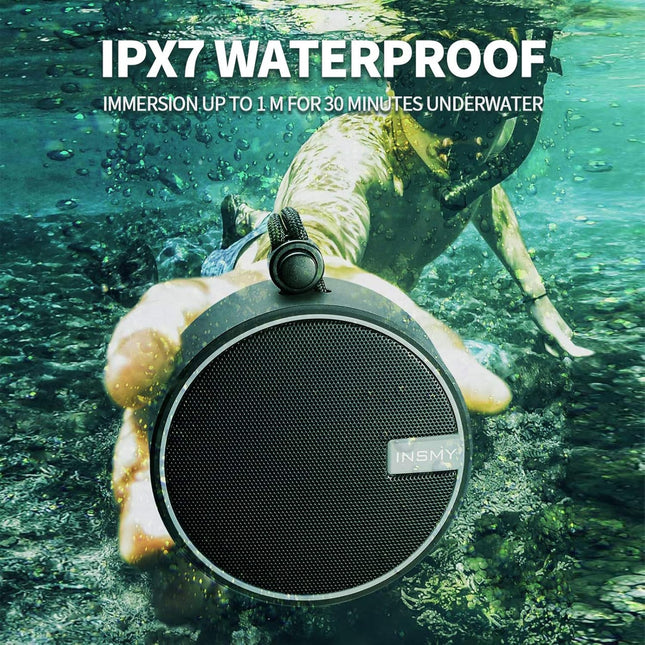 INSMY C12 IPX7 Waterproof Shower Bluetooth Speaker, Portable Small Speaker, Speakers Bluetooth Wireless Loud Clear Sound