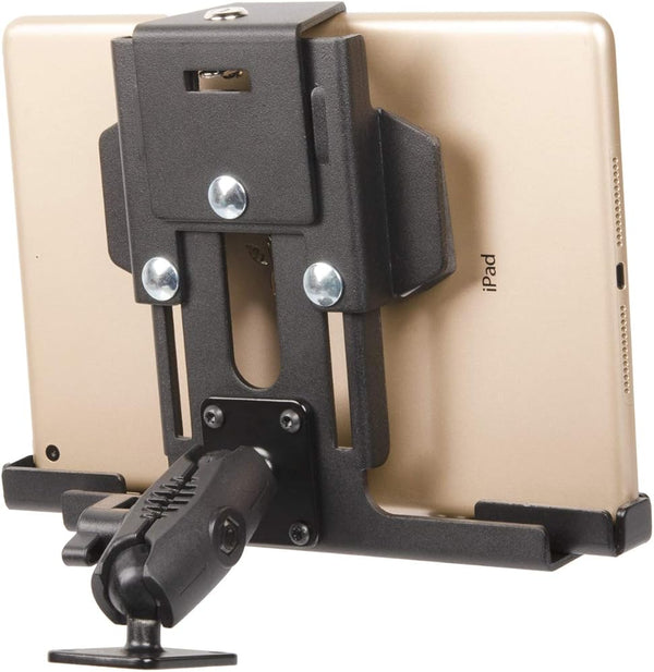 Tackform Metal Locking Tablet Mount for Car, Truck or Semi [ELD Ready] Heavy Duty Drill Base -Compatible with Ipad, Galaxy and Other Tablets with
