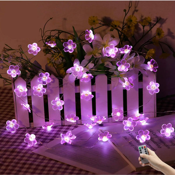 Flower String Lights?Fairy Pink Cherry Blossom String Lights 21Ft 40 Leds Waterproof USB Plug in Fun Room Lights for Spring, Nursery, Wedding,