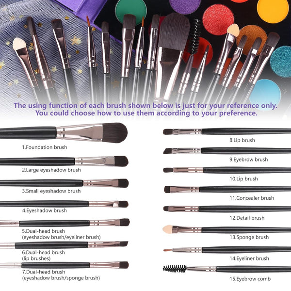 UCANBE Eyeshadow Palette with 15Pcs Brushes Makeup Set, Pigmented 86 Colors Make Up Sets Valentine's Day Gift, Matte Shimmer Glitter Eye Shadow