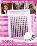 Fairy Lash Clusters Natural Look Manga Eyelash Clusters Wispy D-Curly Cluster Eyelash Extensions 110 Pcs 8-16MM Wispy Individual Lashes Wet-Look