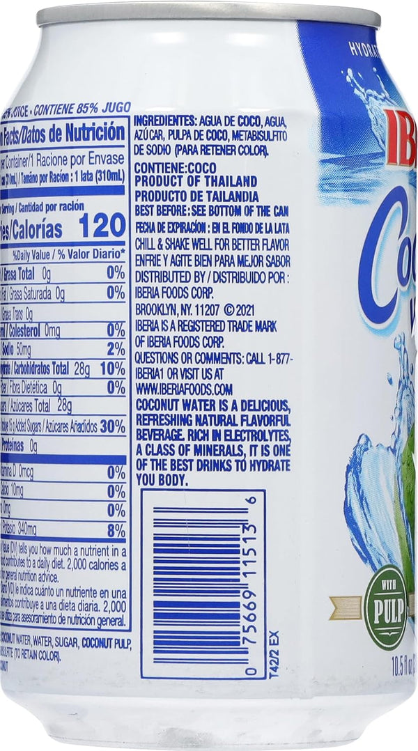 Iberia Coconut Water with Pulp, 10.5 Fl Oz (Pack of 24)