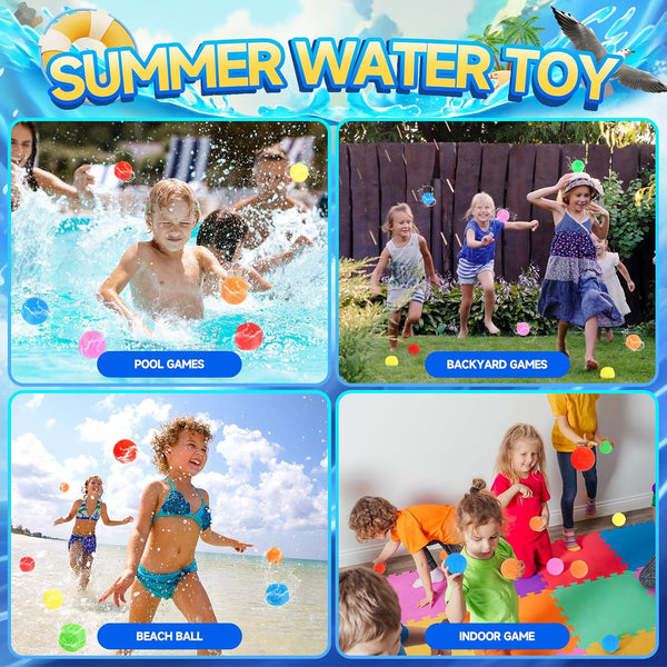 60 Pcs Reusable Water Balls, Reusable Water Balloons for Outdoor Toys and Games, Water Toys for Kids and Adults Boys and Girls - Summer Balls for