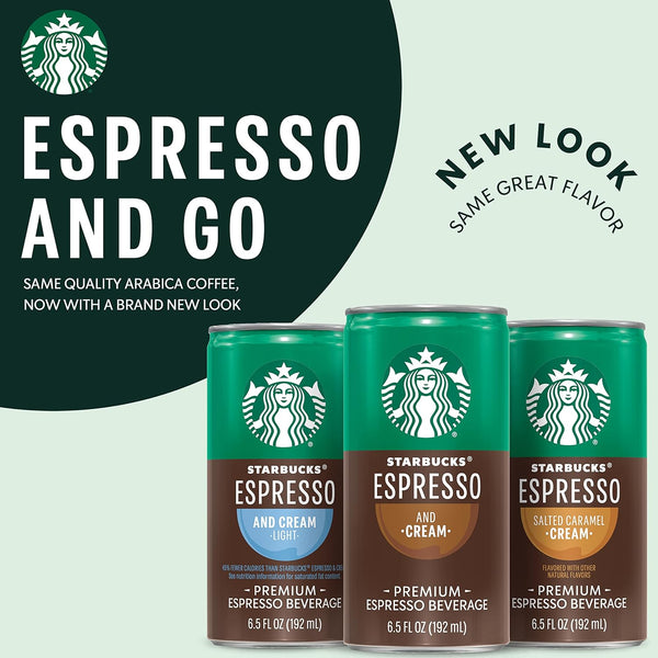 Starbucks - RTD Coffee Espresso and Cream, 6.5Oz Cans (12 Pack) (Packaging May Vary)