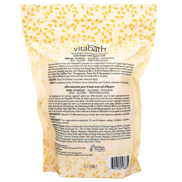 Vitabath Heavenly Coconut CrÃ¨me Bath Fizzies with Epsom Salt Relax Nourish Unwind Body & Mind Calming Aromatherapy for Muscle Soreness & Reviving