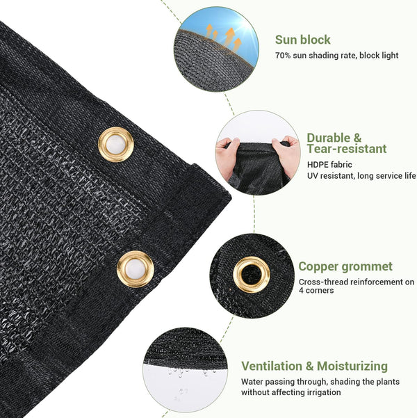 70% Garden Shade Cloth, 10X20Ft HDPE Mesh Tarp with Upgraded Grommets, Keten Uv-Resistant Outdoor Sun Shades for Greenhouse, Garden, Patio Plants,