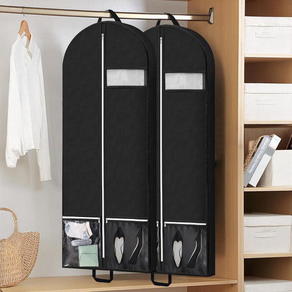 43" Garment Bags for Travel and Storage, Travel Suit Bags for Men Women with 2 Clear Pockets, Storage Bags for Clothes, Suits, Shirts, Coats