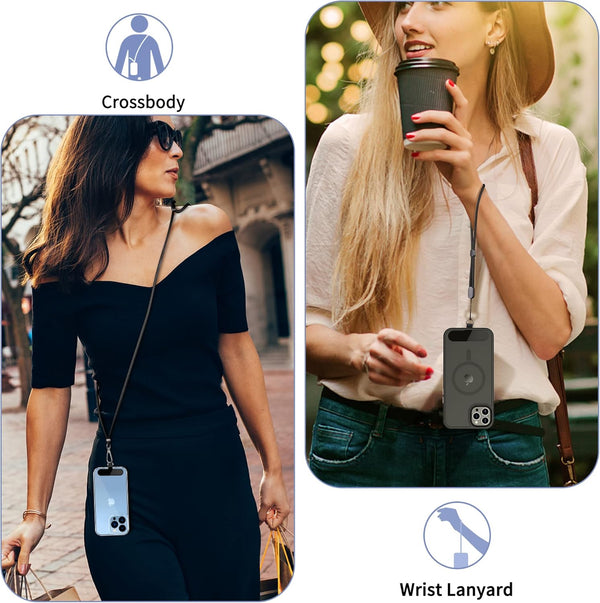 CACOE Phone Lanyard 2 PCS-2 PCS Adjustable Neck Strap,4 PCS Patches,Universal Crossbody Multifuctional Cell Phone Lanyards Compatible with Most