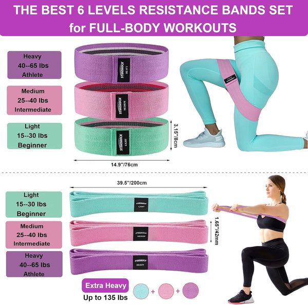 Fabric Resistance Bands for Working Out, 3 and 4 Levels Booty Bands Long Resistance Bands for Women and Men | Elastic Bands for Exercise Bands