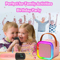 Mini Karaoke Machine with 2 Wireless Microphones for Kids, Portable Bluetooth Speaker for 4, 5, 6, 7, 8, 9, 10, 12 Years Old Birthday Gift