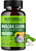 NATURELO Magnesium Glycinate Chelate Complex - 200 Mg Magnesium with Organic Vegetables to Support Sleep, Calm, Muscle Cramp & Stress Relief -