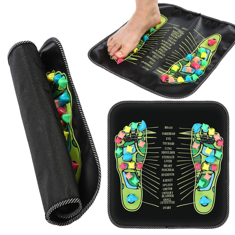 Trelaco Foot Massage Mat Reflexology Walk Stone Road Foot Massage Acupoint Mat for Acupressure Relaxes for Long Sitting Elderly Students and