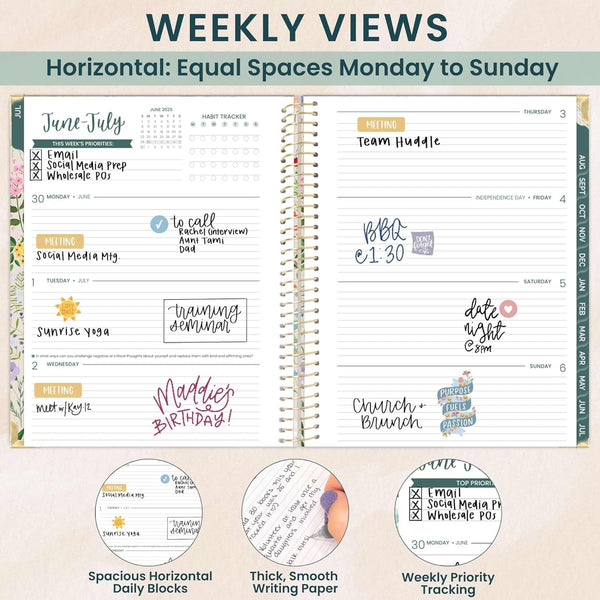 Bloom Daily Planners HARDCOVER 2025-2026 (8.5" X 11") Academic Year Day Planner (July 2025 - July 2026) - Task Goal Organizer - Monthly & Weekly