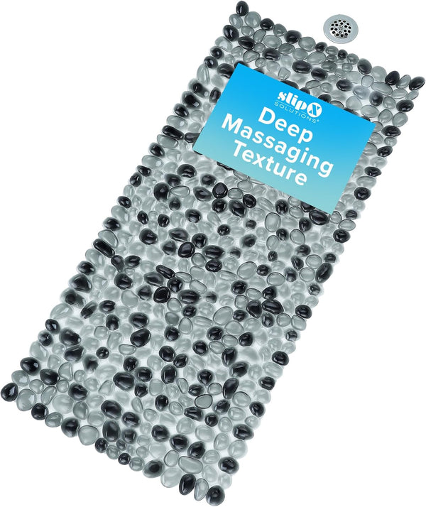 Slipx Solutions Extra Long Deep Foot Massager Bath Tub & Shower Mat 38X17 | Non-Slip, 188 Suction Cups | Feels Great on Tired Feet, Looks like
