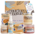 Nurture by Nature RELAX & CALM Spa Kit - Mothers Day Gifts - Spa Gift Baskets for Women, Complete Bath Sets for Women Gift - Lavender Pillow Mist,