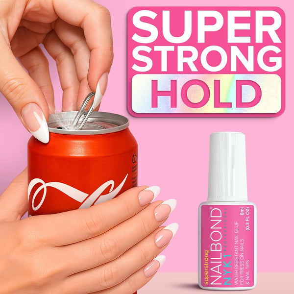 Super Strong Nail Glue for Press on Nails, Nail Tips & Acrylic Nails (8Ml) NYK1 Nailbond Brush on Glue for Press Ons, Tips & Acrylics - Long