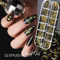 Teenitor Nail Charms Nail Art Kit with 15 Sheets Gold Nail Stickers, 6 Boxes of Nail Gems Nail Art Tools Nail Rhinestones for Nails, Nail Supplies