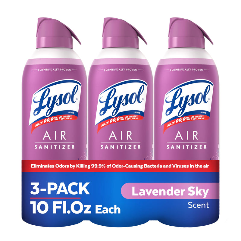 Lysol Air Sanitizer Spray, for Air Sanitization and Odor Elimination, Lavender Sky Scent, 10 Fl. Oz (Pack of 3)