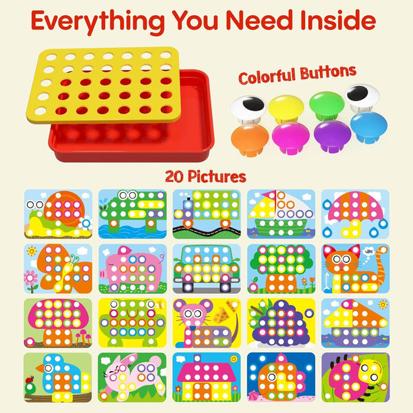 AMOSTING Matching Mosaic Pegboard â Sensory Early Educational Kids Activity, Gifts for Toddlers
