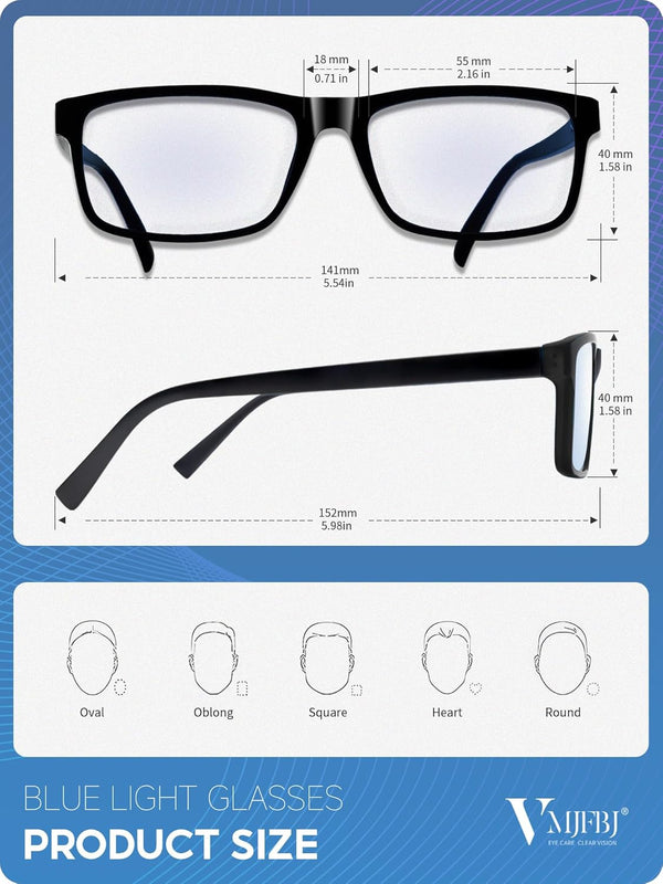 Blue Light Blocking Glasses for Men/Women Anti-Fatigue Computer Monitor Gaming Improve Sleep Reduce Eye Strain Gamer Glasses