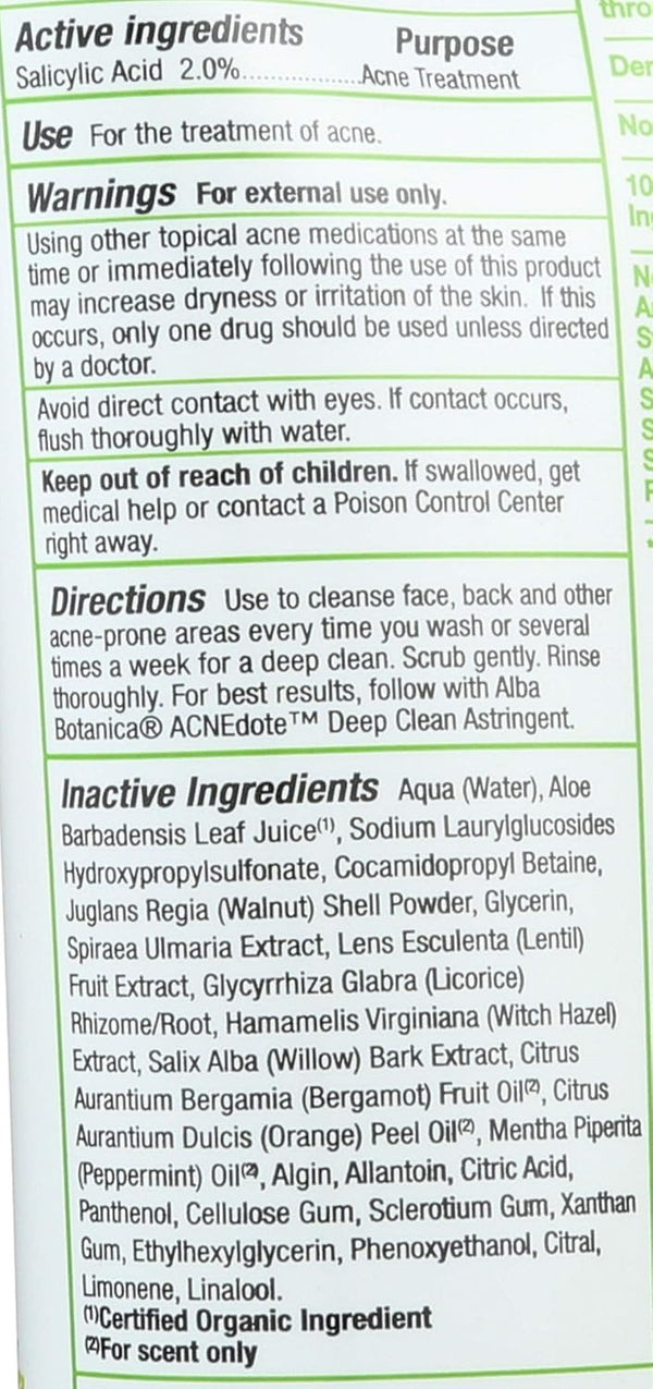 Alba Botanica Acnedote Maximum Strength Face & Body Scrub, 8 Oz