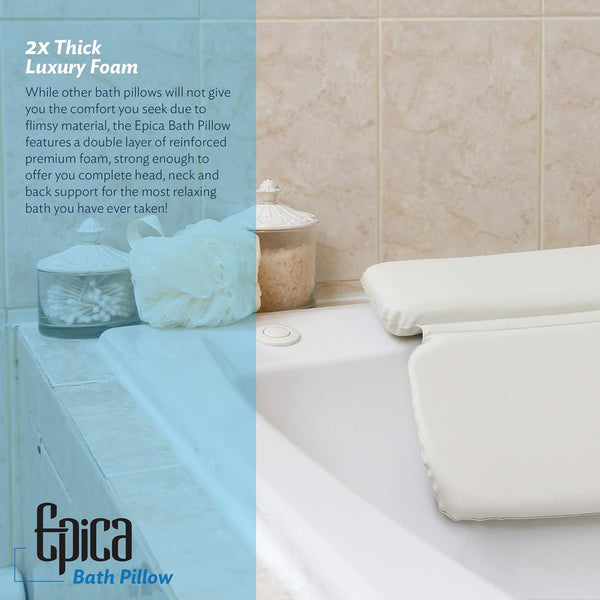 Epica Bathtub Pillow | Luxury Bath Accessories for Women & Men, Bath Decor | Non-Slip Waterproof Cushion with Strong Suction Cups, Headrest