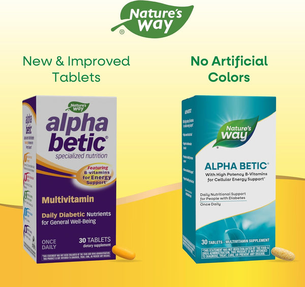 Nature'S Way Alpha Betic, Diabetic Multivitamin for Daily Nutritional Support, with B-Vitamins for Energy Metabolism Support*, Alpha Lipoic Acid,