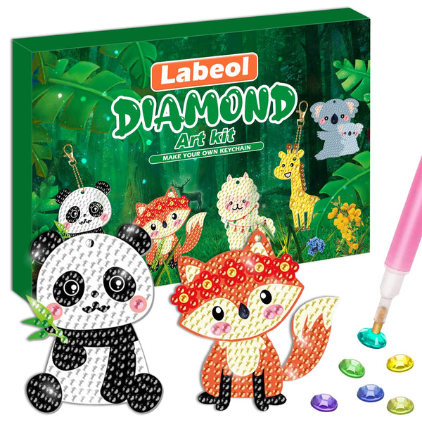 Labeol Arts and Crafts for Kids Ages 8-12 - Creat Your Own GEM Keychains-5D Diamond Art by Numbers GEM Art Kits for Kids Girls Toddler Crafts Age