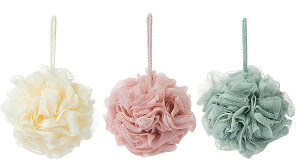 Bath Sponges, Shower Loofah for Body Exfoliation(3 Pcs, Green&Linen&Pink)
