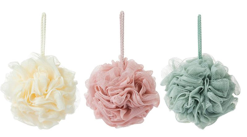 Bath Sponges, Shower Loofah for Body Exfoliation(3 Pcs, Green&Linen&Pink)