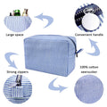 GFU Makeup Bag for Women, Cute Cosmetic Bag, Lightweight Toiletry Make up Bag, Large Seersucker Aesthetic Organizer Storage Pouch for Girls, Women