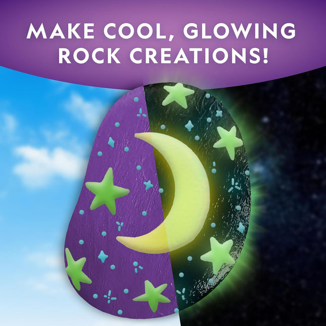 NATIONAL GEOGRAPHIC Glow in the Dark Rock Painting Kit - Arts & Crafts Kit for Kids, Decorate 15 River Rocks with 15 Pai