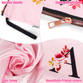 Vavabox A-Z Personalized Makeup Bag, Birthday Gifts for Women Mom, Gifts for Best Friend, Bride Bridesmaid Cosmetic Bag (A, Pink)