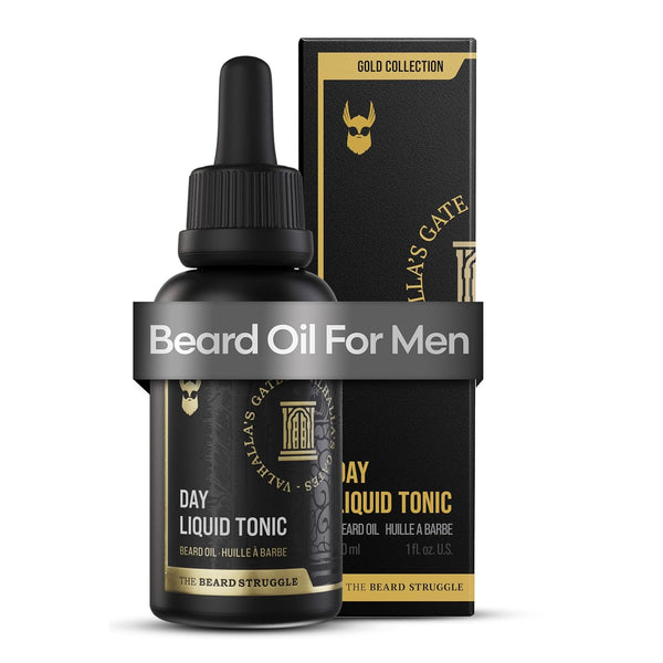 The Beard Struggle - Day Liquid Tonic Beard Oil - Gold Collection, Valhalla'S Gates - Beard Oil for Men - Moisturize, Softens Hair, Reduces Itch -