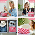 Quilted Makeup Bag Set - 3 PCS Cute Floral Cotton Makeup Bag, Large Coquette Aesthetic Make up Cosmetic Bag, Flower Travel Toiletry Organizer Bags
