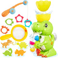 EKUEASYKU Dinosaur Bath Toys for Kids Ages 1-3 2-4 4-8 Toddler Bath Toys Whirling Waterfall Water Toys Fishing Games Bathtub Bath Time Tub Toys