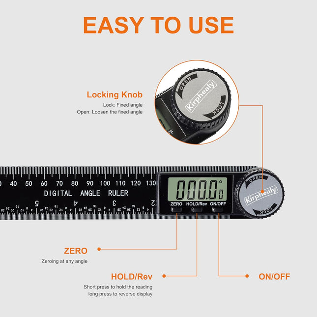 Digital Angle Finder Protractor, 7Inch 200Mm Angle Gauge Professional Measuring Tool, Third Generation Adjustable Angle 