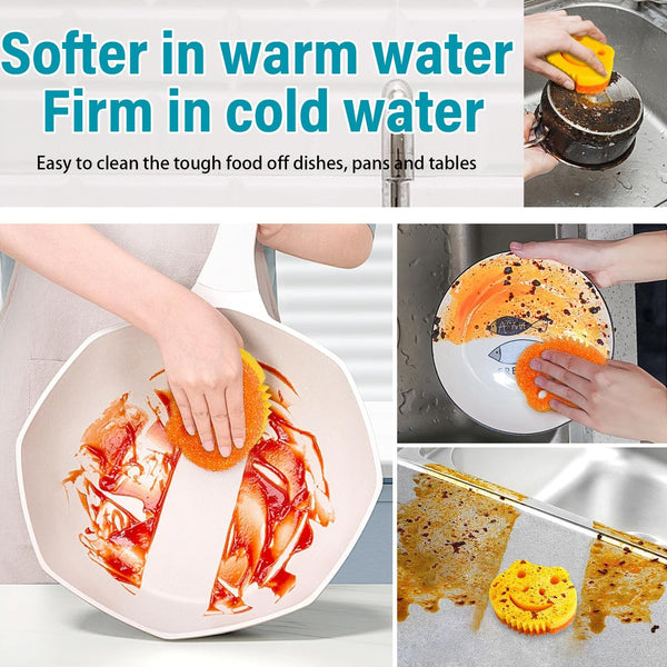Smilepowo 5 Pack Scrub Sponge, Dual-Sided Temperature Controlled Kitchen Sponge for Dishes, Frog Bulk Sponges Household Cleaning