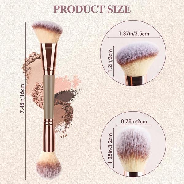 3PCS Double Ended Makeup Brush, round Top Brush for Blush, Slant Brush for Contour and Highlighter, Perfect For