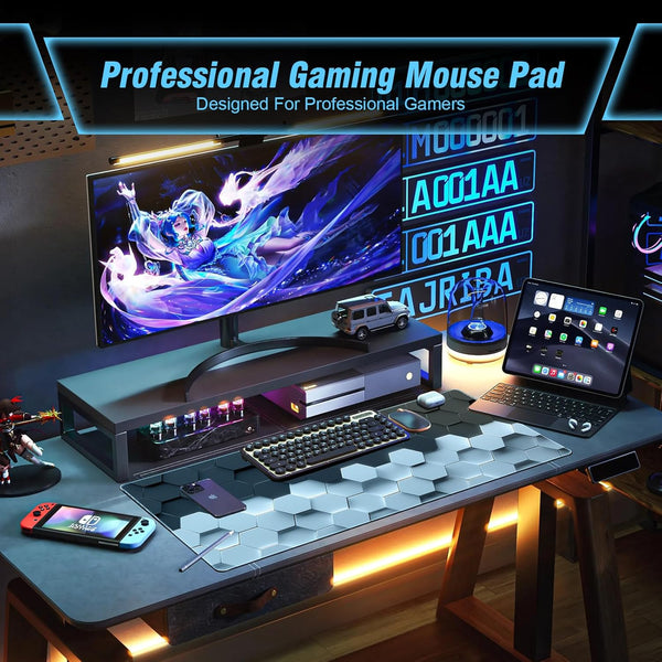 Large Mousepad Gaming, 35.4X15.7In Mouse Pad for Professional Gaming & Comfort Office, Quality Lycra Cloth Extra Large Mouse Pad XXXL, Non-Slip