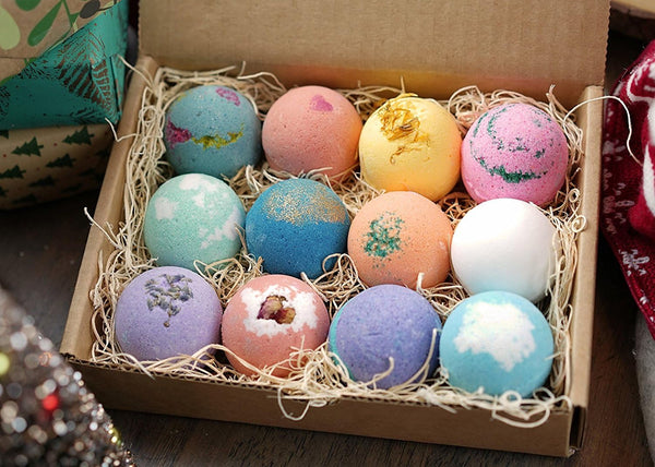 Lifearound2Angels Bath Bombs Gift Set 12 USA Made Fizzies, Shea & Coco Butter Dry Skin Moisturize, Perfect for Bubble Spa Bath. Handmade Birthday