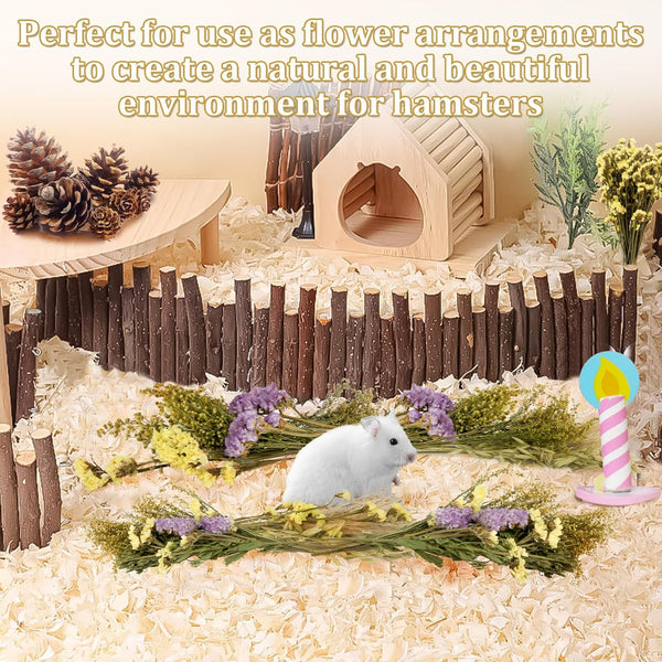 Sukh Herb Bedding Habitat Decor - Natural Flower Hamster Mate Herbs Sprays Cage Safe Pet Accessories Decorations Hideout for Hamsters Mouse Guinea
