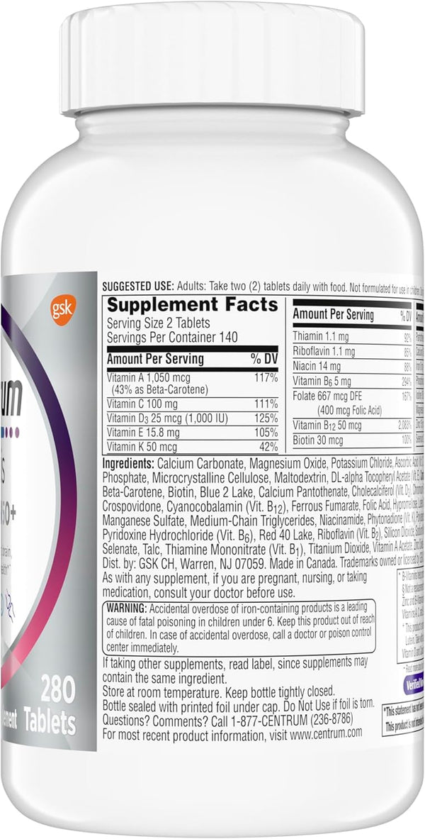 Centrum Minis Silver Women'S Multivitamin for Women 50 Plus, Multimineral Supplement with Vitamin D3, B Vitamins, Non-Gmo Ingredients, Supports