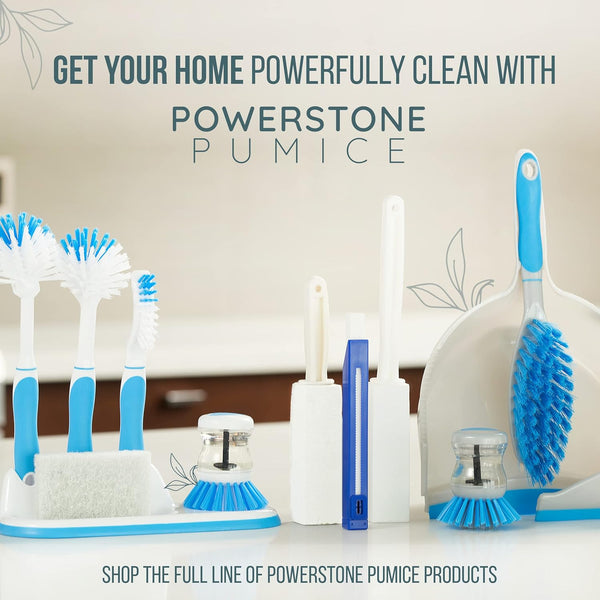 Powerstone Pumice Stone Toilet Bowl Cleaner with Extra Long Handle - 1 Pack | 3'' Longer Handle | Remove Hard Water Stains, Rings & Limescale from