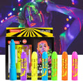 6 Pcs Glow in the Light Body Face Paint, Face Painting Kit, UV Crayon Kit Fluorescent Body Paints for Adults for Birthday Party Halloween