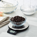 Amazon Basics Digital Kitchen Scale with LCD Display, Batteries Included, Weighs up to 11 Pounds, Black and Stainless Steel