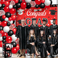 Katchon, Graduation Decorations Class of 2025 Red and Black - Huge, Pack of 76 | Congrats Grad Banner and Graduation Boxes 2025 | Red Balloon Arch