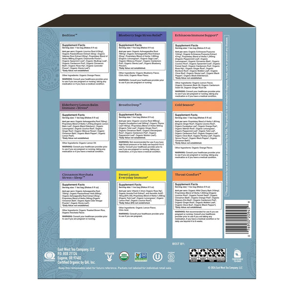 Organic Sampler Gift Box-5 Tea Bags per Flavor (45 Tea Bags)-Delicious Wellness Immunity Teas-9 Herbal Teas-Caffeine-Free Tea Variety Pack-Tea